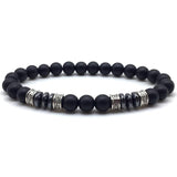 Pulseira de pedras de ónix preto mate