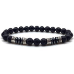 Pulseira de pedras de ónix preto - pedra de lava