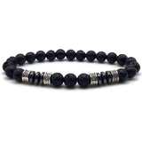 Pulseira de pedras de ónix preto - pedra de lava