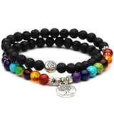 Pulseira de pedras vulcânicas chakra 35 cm