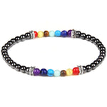 Pulseira de pérolas naturais 7 chakras hematite / 17 cm