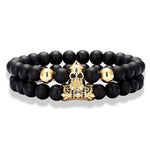 Pulseira de pérolas de ônix ouro