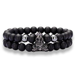 Pulseira de pérolas de ônix preto