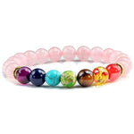Pulseira de pérolas rosa 7 chakras para mulher valor por defeito título