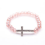Pulseira discreta cruz rosa