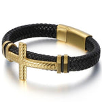 Pulseira elegante com cruz ouro / 21,5 cm