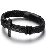 Pulseira elegante com cruz preto / 21,5 cm
