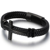 Pulseira elegante com cruz preto / 21,5 cm
