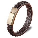 Pulseira elegante de couro castanha