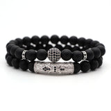 Pulseira elegante de ónix prata