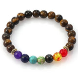 Pulseira espiritual dos 7 chakras olho de tigre escuro