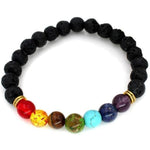 Pulseira espiritual dos 7 chakras pedra de lava preta