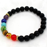 Pulseira espiritual dos 7 chakras preto mate