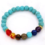 Pulseira espiritual dos 7 chakras turquesa