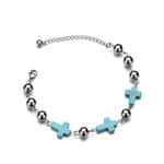 Pulseira feminina com pequenas cruzes prata