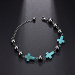 Pulseira feminina com pequenas cruzes prata