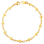Pulseira feminina cruz em metal ouro