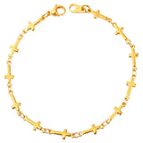 Pulseira feminina cruz em metal ouro