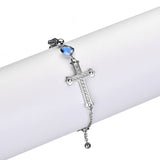 Pulseira feminina cruz prata