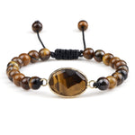 Pulseira feminina olho de tigre capacete oval 6mm