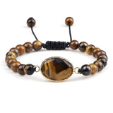 Pulseira feminina olho de tigre capacete oval 6mm