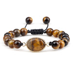 Pulseira feminina olho de tigre capacete oval 8mm