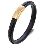 Pulseira fina de couro preta