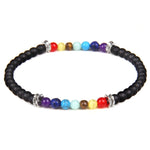 Pulseira fina de ónix chakra ônix preto / 17 cm