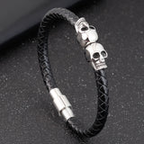 Pulseira gótica caveira crânio clássico / 19 cm