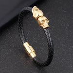 Pulseira gótica caveira dourado / 19 cm
