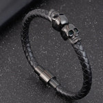 Pulseira gótica caveira preto / 19 cm