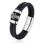 Pulseira gótica caveira preto e branco / 19 cm