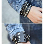 Pulseira gótica de couro preto