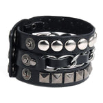 Pulseira gótica de couro preto