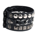 Pulseira gótica de couro preto