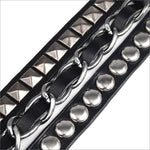 Pulseira gótica de couro preto