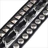 Pulseira gótica de couro preto