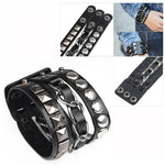 Pulseira gótica de couro preto