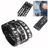 Pulseira gótica de couro preto