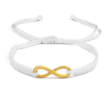 Pulseira infinito branca ajustável valor por defeito título