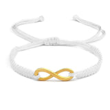 Pulseira infinito branca ajustável valor por defeito título