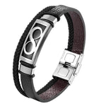 Pulseira infinito de couro e aço