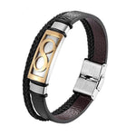 Pulseira infinito de couro e aço