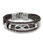Pulseira infinito de couro e zinco valor por defeito título