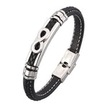 Pulseira infinito de couro sintético preto / 16,5 cm