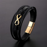 Pulseira infinito dourada e preta
