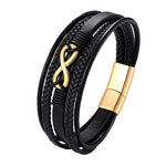 Pulseira infinito dourada e preta preto / 19 cm