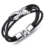 Pulseira infinito em couro entrançado