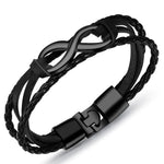 Pulseira infinito em couro entrançado