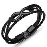 Pulseira infinito em couro entrançado